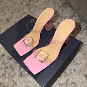 MACH & MACH Pink Cubsim Crystal Heel Sandals